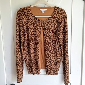 Time and Tru Leopard Cardigan